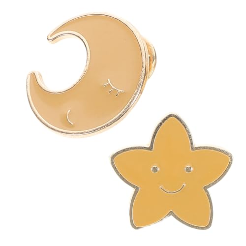Ipetboom 2 Stück Pentagramm Brosche Stern Brosche Anstecknadel Stern Mond Stern Brosche Gold Anstecknadel Stern Abzeichen Anstecknadel Fünfzackige Stern Dekoration Zinklegierung von Ipetboom
