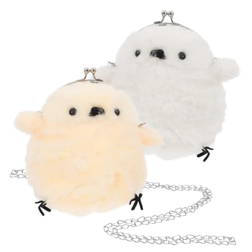 Ipetboom 2stücke Plüsch Huhn Geldbörse Für Damen Süße Plüschtier Geldbörse Kleine Stofftier Münzhalter Mit Kette Entzückende Plüschtasche in Hühnerform von Ipetboom