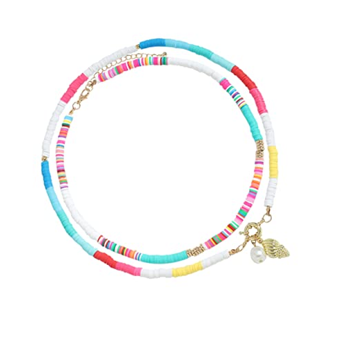 Ipetboom 2 Stück Polymer Clay Halskette für Damen Verstellbare Clavikette für Sommer Handgefertigter Strandschmuck für Outfits Besondere Anlässe von Ipetboom