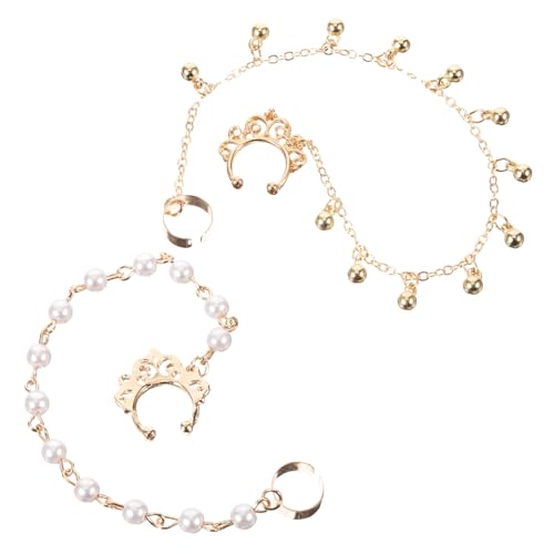 Ipetboom 2 Stück Punk Ohrstecker mit Falschem Perlen Nasenring und Quasten Leichte Komfortable Kettenohrringe für Damen Geometrisches Design Modischer Schmuck für Partys und Alltag von Ipetboom