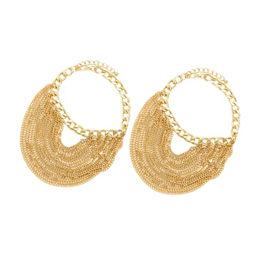 Ipetboom 2 Stück Punk Quaste Fußkettchen Damen Goldfarben Mehrlagig Metallkette Leicht Hautfreundlich Modischer Schmuck Für Alltag und Party von Ipetboom