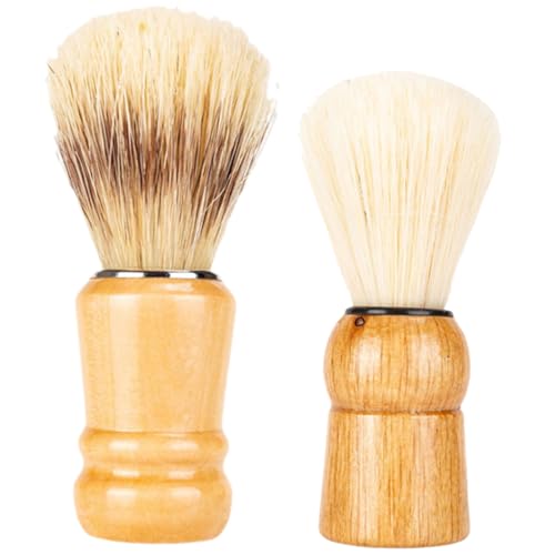 Ipetboom 2stücke Rasierpinsel Für Herren Mit Holzgriff Rasiercremepinsel Zum Stylen Von Gesichtshaar Bartresten Entfernen Reichhaltigen Schaum Erzeugen Geeignet Für Reisen Zuhause Und Salon von Ipetboom