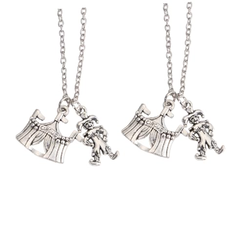 Ipetboom 2 Stück Retro Clown Halskette Vintage Zirkus Schmuck Anhänger Karneval Party Dekoration Faschingskostüm Zubehör von Ipetboom