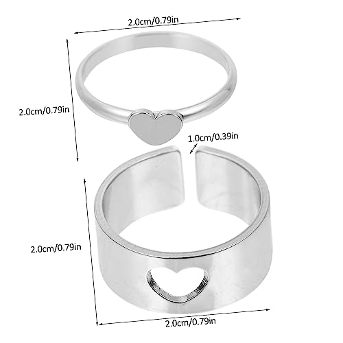 Ipetboom 2 Stück Ringe Silberfarbene Liebesringe für Finger Damen Herren Stilvolle Kreative Schmuckstücke für Alltag und Besondere Anlässe Modisch und Vielseitig Kombinierbar von Ipetboom