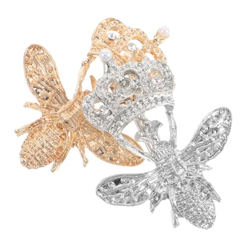 Ipetboom 2 Stück Robustes Zinklegierungsmaterial mit Eingelötetem Strass Bienenanstecknadel für Kleidung Handtasche Rock von Ipetboom