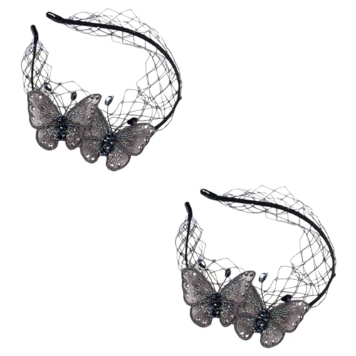 Ipetboom Kopfbedeckung 2st Schmetterlings Stickerei Stirnband Damen Strasssteine Gittergewebe Schmücken Hochzeitsdekoration von Ipetboom