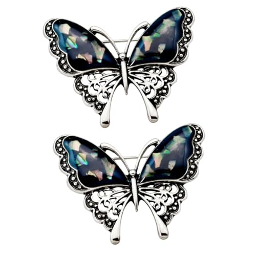 Ipetboom 2 Stück Schmetterling Brosche aus Hochwertiger Legierung Glitzernder Strassstein Anstecker Modisches Accessoire für Damen Vielseitig Einsetzbar an Schal Pullover Kleid und Mantel von Ipetboom