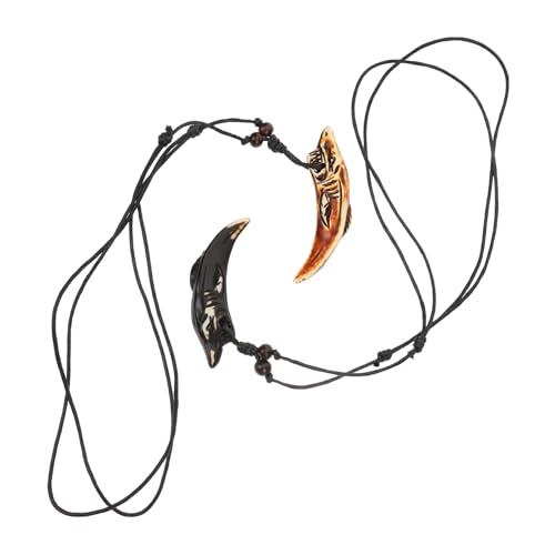 Ipetboom 2 Stück Shark Halskette für Männer Rotbraun Stylischer Anhänger Langlebigem Perfektes Accessoire für Partys Besondere Anlässe von Ipetboom