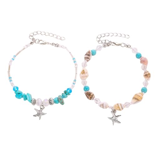 Ipetboom 2 Stück Shell Fußkettchen Damen Muschel Armbänder Boho Strand Schmuck Langlebiges Legierungsmaterial Elegant und Vielseitig für Frauen Mädchen Urlaub Am Strand von Ipetboom