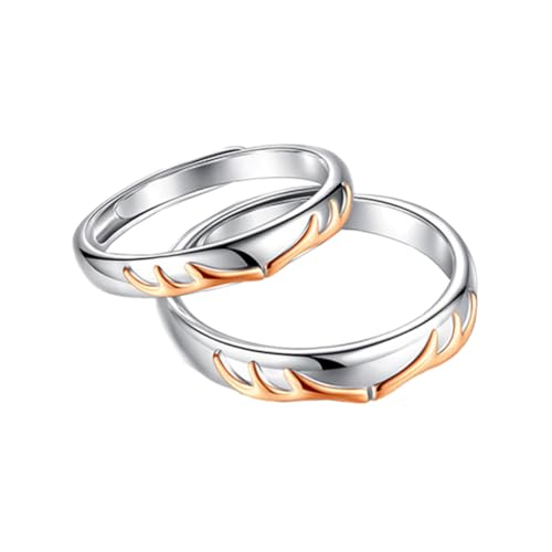 Ipetboom 2 Stück Silber Paarringe Verstellbare Finger Ringe für Modischer Schmuck für Besondere Anlässe Valentinstag für Liebende von Ipetboom