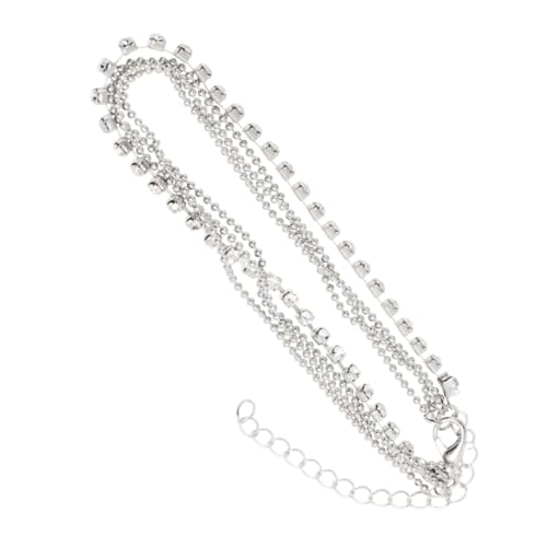 Ipetboom 2stücke Silberne Fußkette Mit Künstlichen Diamanten Exquisites Fußkettchen Aus Legierung Einfaches Fußschmuck Für Damen Und Mädchen Leicht Anzulegen von Ipetboom