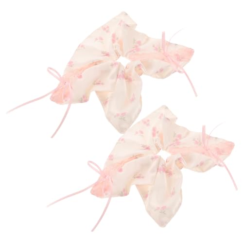Ipetboom 2stücke Floral Haargummis Süße Satin Scrunchies Mit Zarter Spitze Elastische Haargummis Für Stilvolle Hochsteckfrisuren Für Frauen Und Hochzeiten von Ipetboom