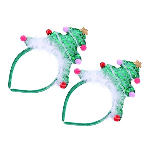 Ipetboom 2stücke Weihnachtsbaum-design Stirnband Haar Zubehör Für Weihnachts Party Festival Kostüm Accessoire Aus Hochwertigem Mit Exquisiter Verarbeitung Für Langlebige Tragbarkeit von Ipetboom