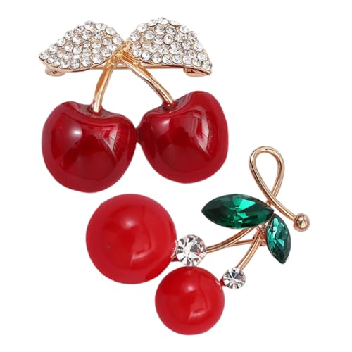 Ipetboom 2 Stück Strass Broschen Frucht Motiv aus Legierung Modische Anstecker für Damen und Herren Farbenfrohe Rote Frucht Broschen als Stilvolle Modeaccessoires für Jacken Kleider Schals von Ipetboom