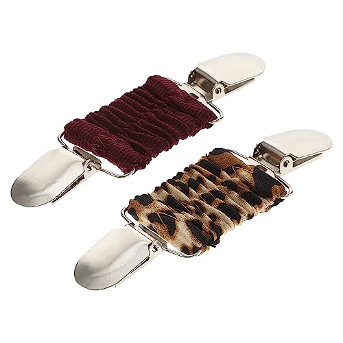 Ipetboom 2 Stück Strickjacken Clips Frauen Mode Cardigan Verschlüsse Sicherheitsnadeln für Pullover Schal und Kleid Rot und Animal Print gegen Peinliche Situationen von Ipetboom