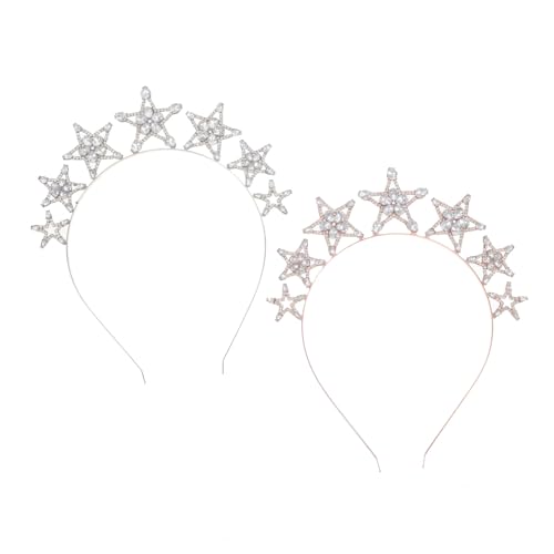 Ipetboom 2 Stück Teiliges Braut Crystal Star Tiara Haarband mit Strass für Hochzeiten Abschlussfeiern und Partys Haarschmuck Accessoires für und Mädchen von Ipetboom