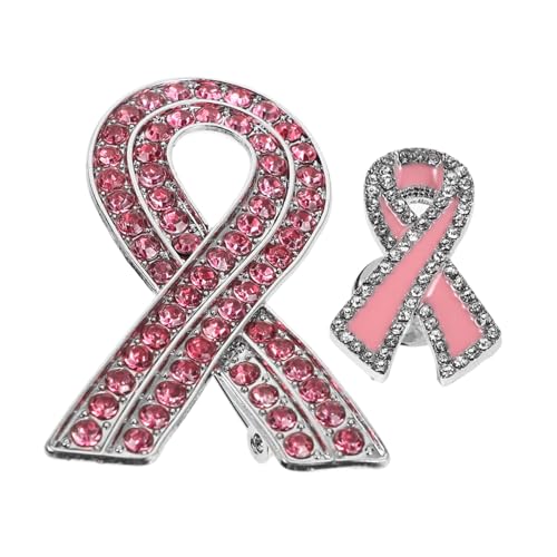 Ipetboom 2 Stück Teiliges Brosche mit Rosa Schleifenanhänger Legierung Strassstein broschen zur Brustkrebsprävention Vielseitig Tragbar an Kleidung Rucksack Hut Unterstützt Frauen und von Ipetboom