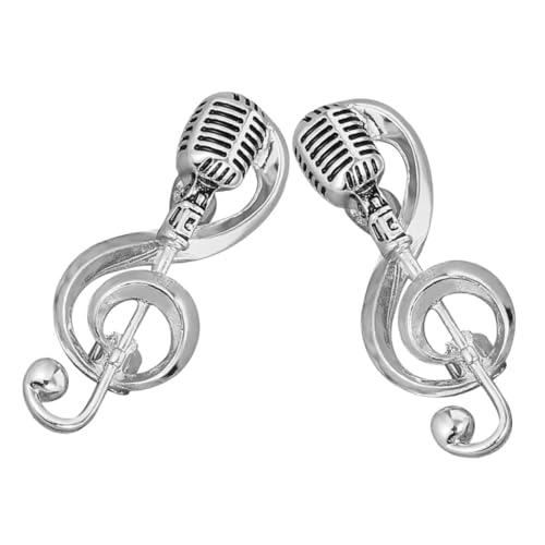 Ipetboom 2 Stück Teiliges Broschen set Retro Mikrofon Musiknote Anstecknadeln aus Robustem Legierungsmaterial Damen Vintage Brosche für Kleidung Hut und Tasche Modische Schmuckaccessoires von Ipetboom