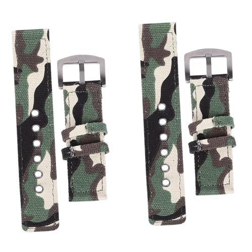 Ipetboom 2 Stück Teiliges Camouflage Nylon Armband Verstellbares Strapazierfähiges Uhrenarmband Canvas für Herren Damen Tarnlook von Ipetboom