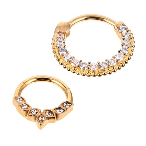 Ipetboom 2 Stück Teiliges Edelstahl Nasenpiercing mit Zirkonia Nasenringe und Nasenstecker in Goldfarben Hautfreundlich Langlebig Modischer Schmuck für Damen und Besondere Anlässe von Ipetboom