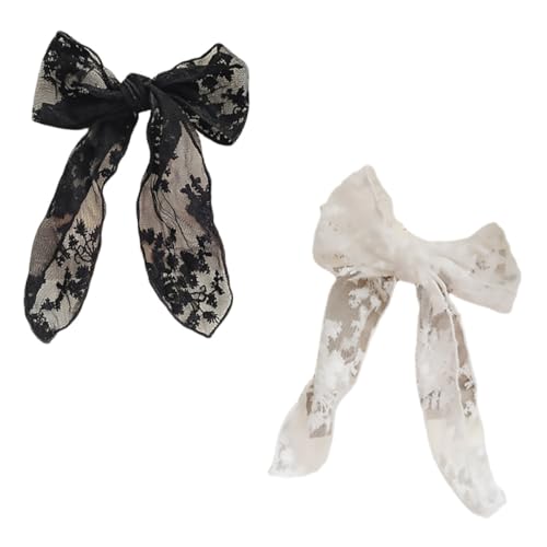 Ipetboom 2 Stück Teiliges Haarklammern mit Bestickter Spitzen schleife Modische Haarspangen für Damen Rutschfestes Design Geeignet für Hochzeit Party und Alltag Stilvoller Haarschmuck von Ipetboom