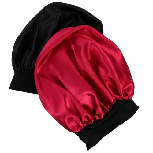Ipetboom 2 Stück Teiliges Hair Bonnet Elastische Große Schlafhaube für Frauen Haarschonend Haarbruch und Reibung Komfortabel für Langanhaltenden Haarschutz bei Nacht für Chemo Patientinnen von Ipetboom