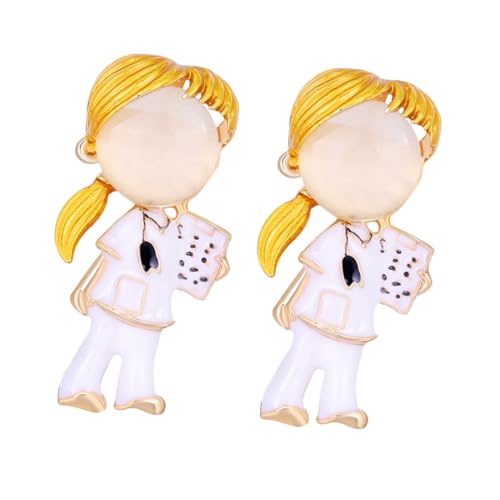 Ipetboom 2 Stück Teiliges Mädchen Krankenschwester Broschen Zinklegierung Anstecknadeln Niedliches Design Modische Kleidung Schmuck für Damen Stilvolle Broschen für Mantel und Bluse von Ipetboom