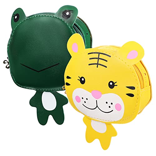 Ipetboom 2 Stück Teiliges Mädchen Umhängetaschen Cartoon Frosch und Tiger Kleine Geldbörsen mit Reißverschluss Niedliche Kleine Schultertaschen für Kleinkinder Geeignet für Alltag und von Ipetboom