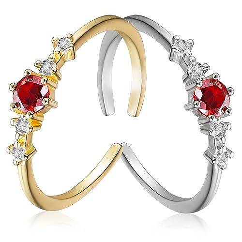 Ipetboom 2 Stück Teiliges Offene Edelsteinringe für Damen Schmuckringe für Hochzeiten Verstellbar Modeaccessoire für Frauen von Ipetboom