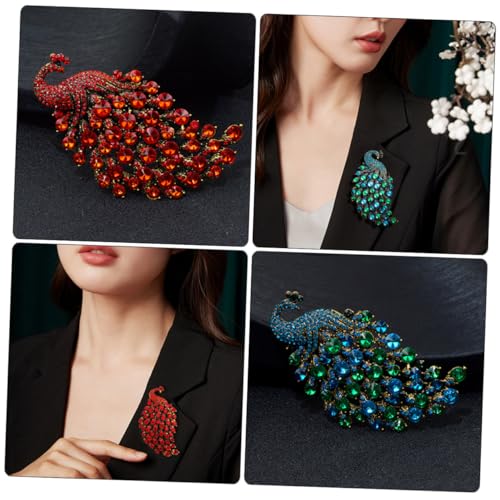 Ipetboom 2 Stück Teiliges Pfauen Broschen mit Funkelnden Strasssteinen Tier Anstecknadeln für Damen Schmuckaccessoires für Kleidung Schals Hochzeiten und Festliche Anlässe von Ipetboom