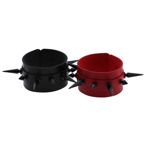 Ipetboom 2 Stück Punk Lederarmband mit Verstellbarem Design und Nieten Herren Armband PU Cooles Gothic Armband für Männer für Partys und Alltag von Ipetboom