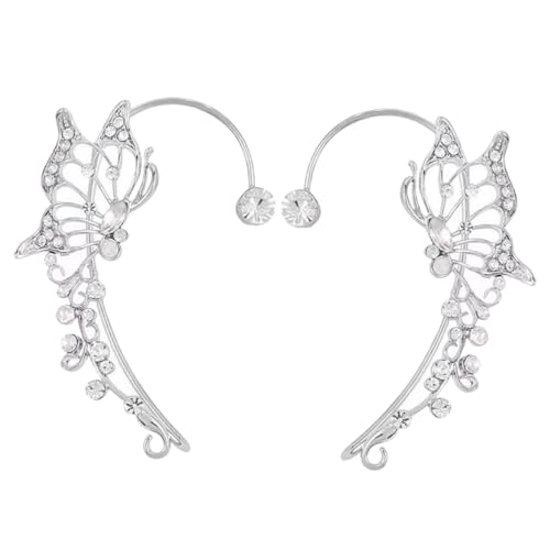 Ipetboom 2 Stück Teiliges Schmetterling Ohrmanschetten Damen Ohrclips frei von Piercing Legierung Ohrschmuck für Alltag und Party von Ipetboom