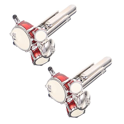 Ipetboom 2 Stück Teiliges Set Manschettenknöpfe Schlagzeugmotiv Kleine Herren Damen Vintage Business Manschettenknöpfe Robust Leicht für Hochzeit Geburtstag von Ipetboom