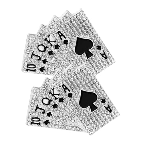 Ipetboom 2 Stück Teiliges Spielkarten Broschen aus Legiertem Material mit Funkelnden Strasssteinen Modische Anstecknadeln für Herren und Damen Vielseitig Tragbar zu Anzug Hut Pullover und von Ipetboom