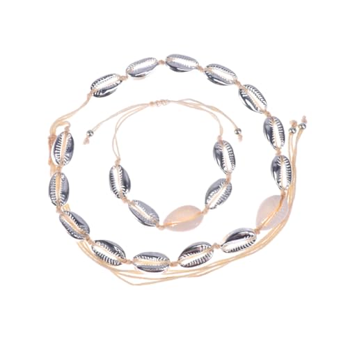 Ipetboom 2 Stück Teiliges Verstellbares Muschel Armband und Halskette Set aus Silberfarbenem Legierungs Strand Schmuck für Frauen und Mädchen Langlebig und Modisch für Alltag und Party Ipetboom 2 Stück Teiliges Verstellbares Muschel Armband und Halskette Set aus Silberfarbenem Legierungs Strand Schmuck für Frauen und Mädchen Langlebig und Modisch für Alltag und Party von Ipetboom