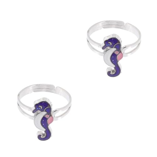 Ipetboom 2 Stück Tierisches Stimmungsring mit Farbwechsel Verstellbarer Offener Handring im Meerestier Design für Frauen Modischer Cartoon Ring der Ihre Widerspiegelt Outfit Aufpeppt von Ipetboom