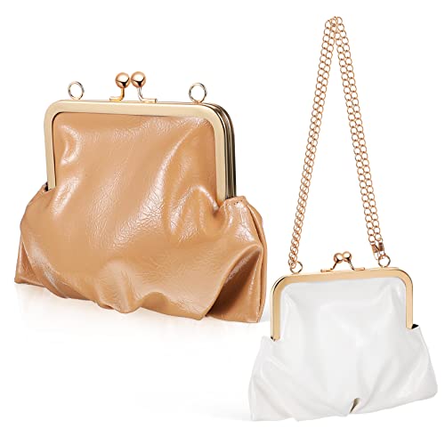 Ipetboom 2stücke Vintage Kiss Lock Damen Handtasche Umhängen Tasche Aus Pu Material Abendtasche Schultertasche Mit Verschluss Beutel Für Shopping Reisen von Ipetboom