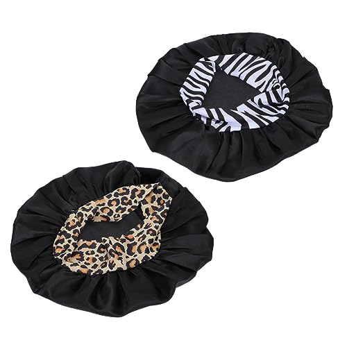 Ipetboom 2stücke Satin Schlafhaube Für Damen Lange Haarhaube Elastisch Und Für Und Extensions Schwarze Farbe Für Nachtpflege von Ipetboom