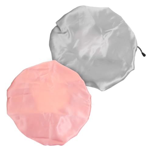 Ipetboom 2 Stück Verstellbare Doppellagige Badekappen Atmungsaktive Haarhauben für Damen und Wiederverwendbare Schutzhauben zum Duschen und Haare Trocknen Rosa von Ipetboom