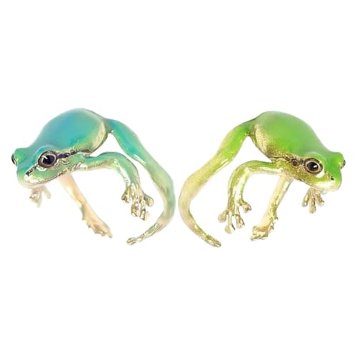 Ipetboom 2 Stück Verstellbare Froschringe für Frauen Niedliches Tier Schmuckset mit Handgefertigten Details und Flexibler Größenanpassung für von Ipetboom