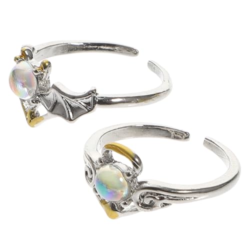 Ipetboom 2 Stück Verstellbarer Damenring mit Eleganter Verlobungsring Zartes Design Geeignet für Hochzeit Party und Besondere Anlässe Modisches Fingeraccessoire von Ipetboom