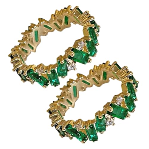 Ipetboom 2 Stück Verstellbarer Damenring mit Hellgrünem Zirkonia Leichter Statement Ring für Verlobung Hochzeit Geburtstage Modeschmuck mit Funkelnder Einlage Komfortabel und Langlebig von Ipetboom