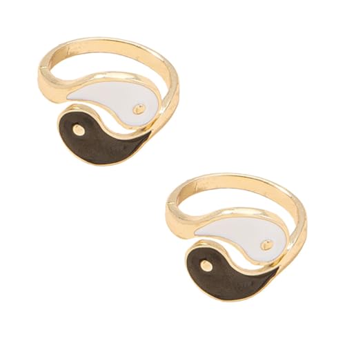 Ipetboom 2 Stück Verstellbarer Ring Damen Vintage Schmuck mit Trigramm Design Offener Finger Ring aus Hochwertiger Legierung für Alltag Party Abschlussfeier Besondere Anlässe von Ipetboom
