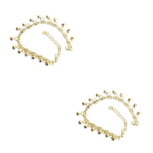 Ipetboom 2 Stück Verstellbares Mehrlagiges Fußkettchen mit Goldfarbenen Glocken Damen Modischer Fußschmuck Verstellbare Fußkette für Frauen und Mädchen Elegant und von Ipetboom