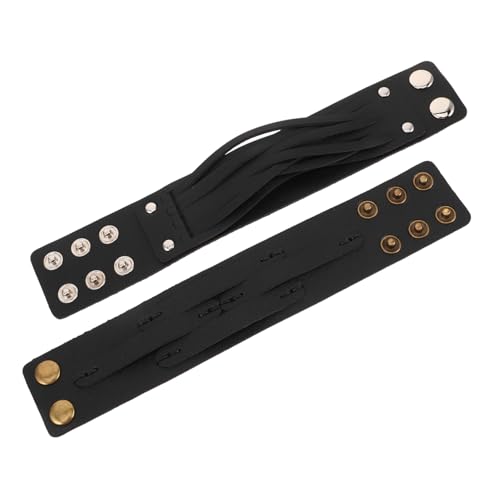 Ipetboom 2 Stück Verstellbares Punk Armband aus PU Breites Herrenarmband mit Nieten Stylisches Retro Schmuckstück für Alltag Party und Vielseitige Outfits von Ipetboom