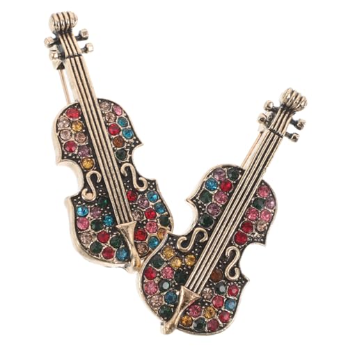 Ipetboom 2 Stück Vintage Broschen für Damen Violinendesign mit Funkelnden Glasrhinestones Vielseitige Anstecknadeln für Kleidung Strickjacken Schals und Cardigans Musikalische von Ipetboom