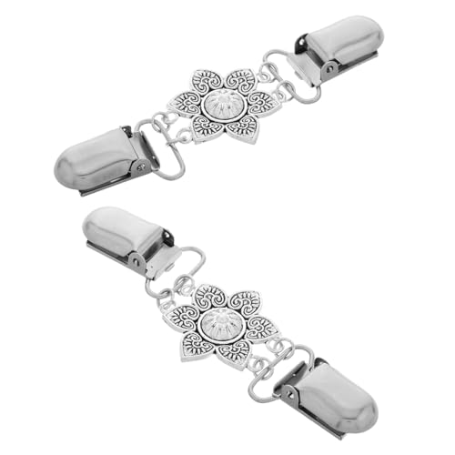 Ipetboom 2 Stück Vintage Damen Schalclips Robustem Zinklegierung Retro Blumendesign Vielseitige Strickjacken und Pullover Clips Eleganter Kleidung Cinch Clip für Cardigan Cape Kleid von Ipetboom