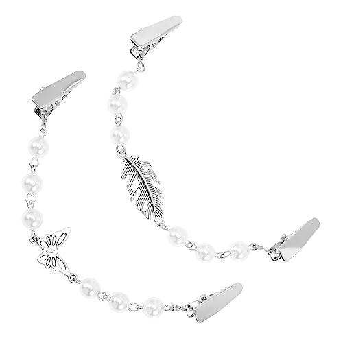 Ipetboom 2 Stück Vintage Perlenkette Duckbill Clips für Damen Retro Cardigan Clips für Schals Pullover und Kleider für Outfits und Formelle Kleidung von Ipetboom