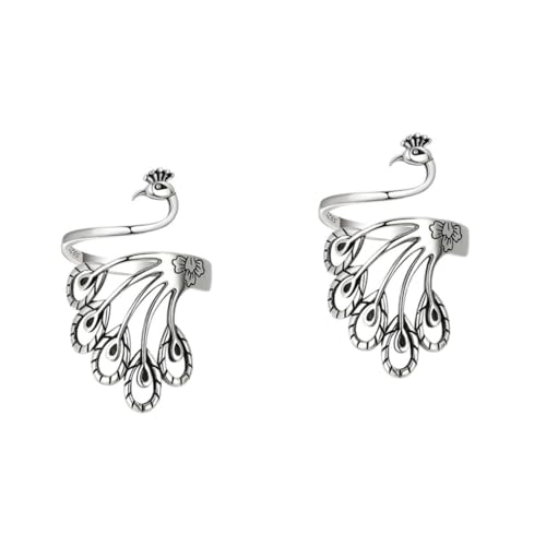 Ipetboom 2 Stück Vintage Pfauenring für Damen Verstellbarer Finger Ring Eleganter Strickring für Handarbeiten Verschiedene Anlässe Retro Design Robust für Strickprojekte von Ipetboom