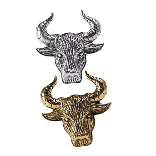 Ipetboom 2 Stück Vintage Rinderkopf Broschen Legierung Retro Anstecknadel für Männer und Frauen Geschenkidee für Weihnachten und Besondere Anlässe von Ipetboom